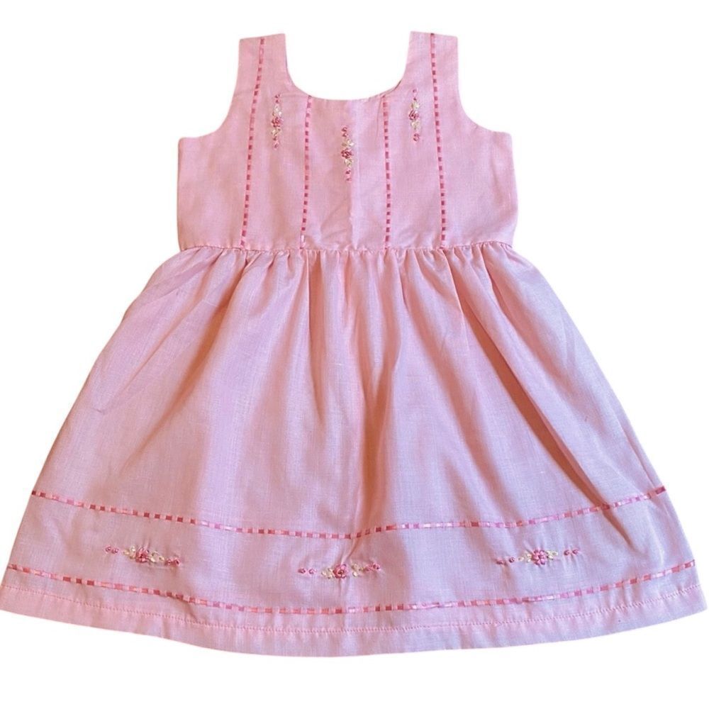 Pink Embroidered Kids Dress